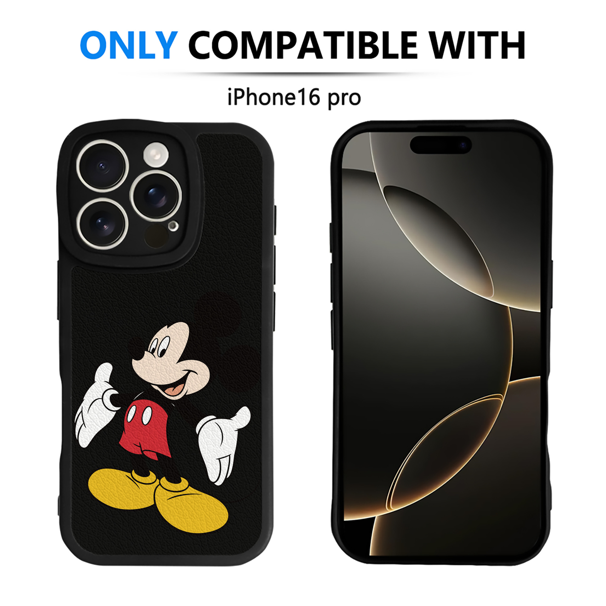 （画像用） ミッキーマウス Mickey Mouse 【iPhone 16シリーズ対応】シリコンスマホケース（レザー調） 材質：シリコン